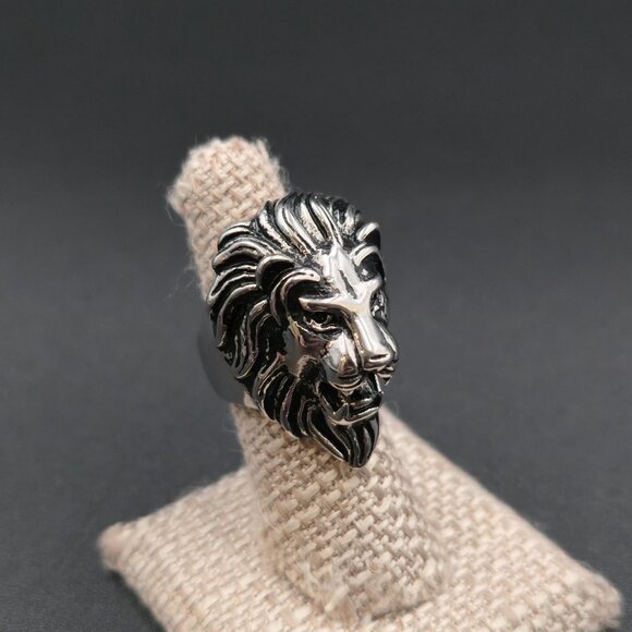 Size 7 Large Lions Head Men's Band Ring B1019 - Picture 2 of 8